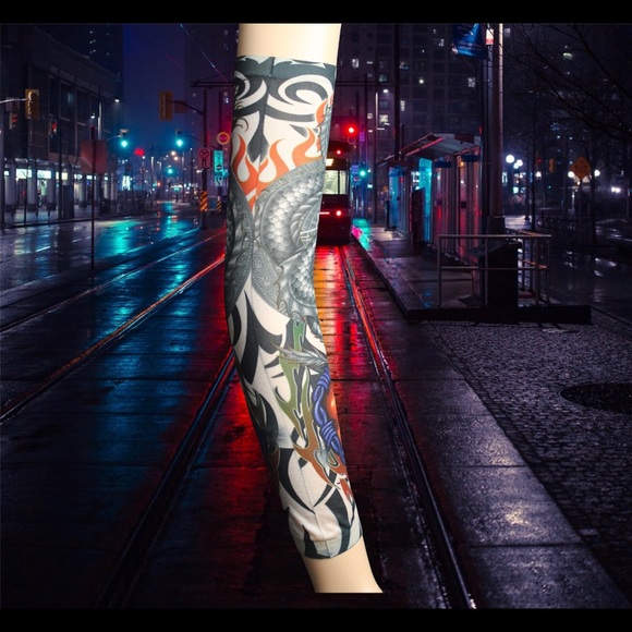 Temporary Tattoo Sleeves Body Art Arm Sun Protector UV protection arm Sleeves - Picture 3 of 8